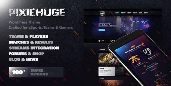 PixieHuge v.1.1.7 eSports Gaming WordPress Theme Download