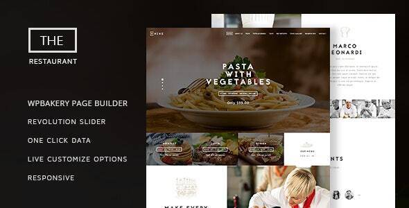 The Restaurant – v1.4.1 Restauranteur and Catering One Page WordPress Theme Download