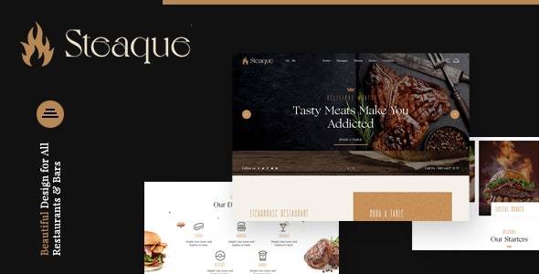 Steaque – v1.0.0 Restaurant and Cocktail Bar WordPress Theme Download