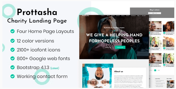 Prottasha – Bootstrap Charity Landing Page