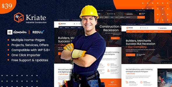 Kriate – v1.0 Industrial Construction Multipurpose WordPress Theme Download