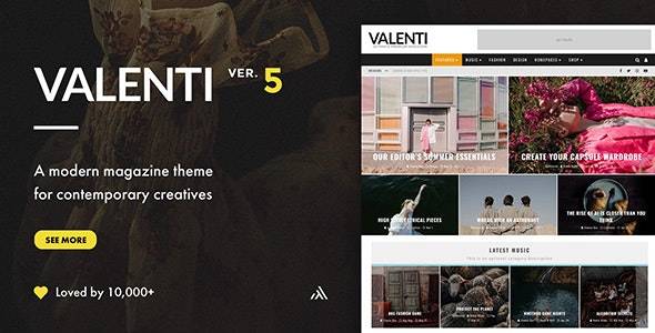 Valenti v5.6.3.9 – HD Review Magazine News WordPress Theme Download