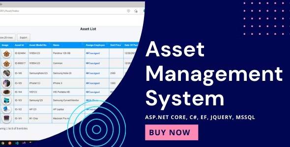 Asset Management System with Barcode | ASP.NET Core | EF Core | .NET Core v6.0 v2.0.0 Download