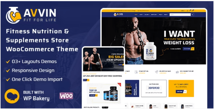 Avvin Fitness Nutrition and Supplements Store WooCommerce Theme