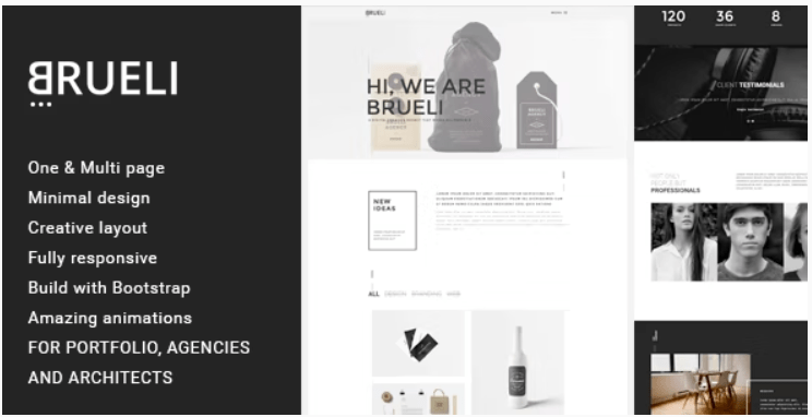 Brueli Minimal Portfolio Agency Architect WordPress Theme