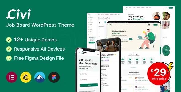 Civi Job Board WordPress Theme Download