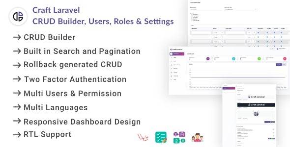 Craft Laravel Admin Panel v1.0.1 CRUD builder, Users, Role, Permissions & Settings Download (Updated)