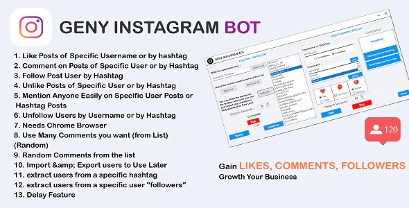 GENY instagram bot v4.0.1 – Gain More Instagram Followers Download