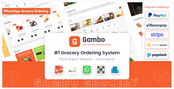 Gambo v6.0 – Online Grocery Ordering System and WhatsApp Order Download (Updated)