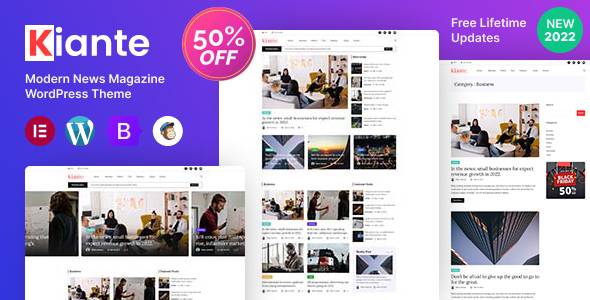 Kiante Newspaper Magazine Blog Modern WordPress Theme Multipurpose