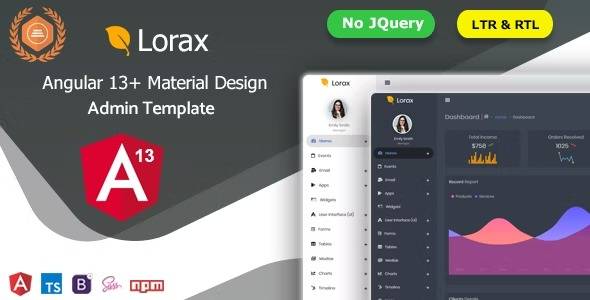 Lorax 15 March 2023 – Angular 15 + Material Design Admin Template Download