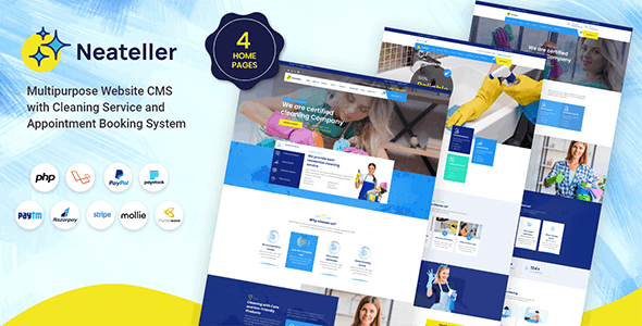 Neateller v1.3 – Multipurpose Website CMS with Cleaning Service and Appointment Booking System Download