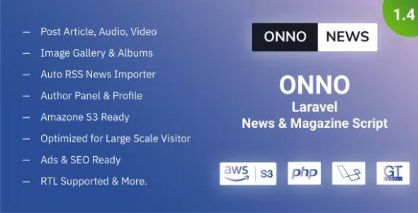 ONNO – v1.4.2 Laravel News & Magazine Script Download (Updated)