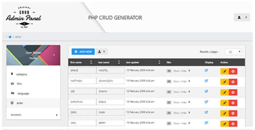 PHP CRUD Generator