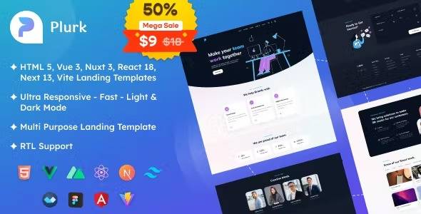 Plurk – Tailwind CSS Multipurpose Landing Templates 25 March 2023 Download