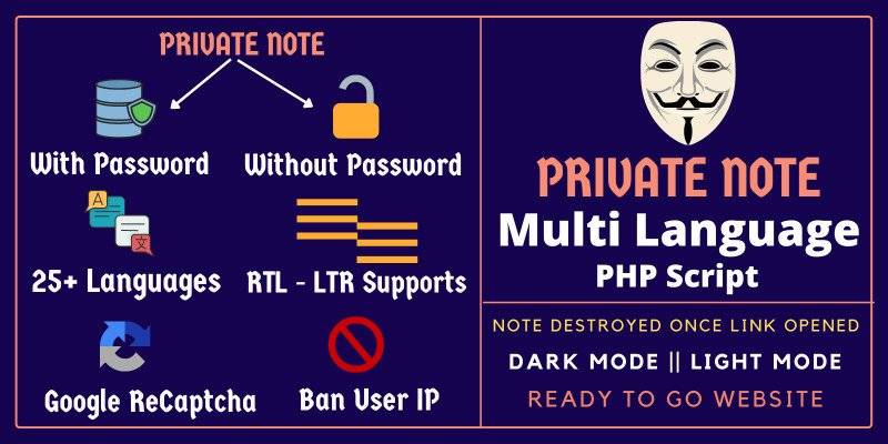 Privy – Private Note Multi Language PHP Script Download