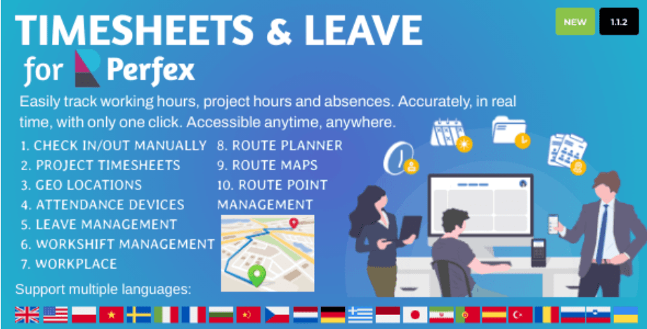 Timesheets and Leave Management for Perfex CRM v.1.1.8 Download (Updated)