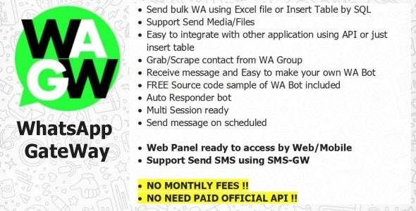 WA-GW | WhatsApp and SMS GateWay (Blast and Chatbot) with SAAS Support Download