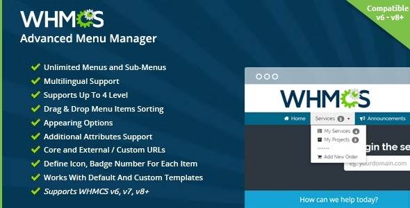 WHMCS Advanced Menu Manager v1.7.5 Download