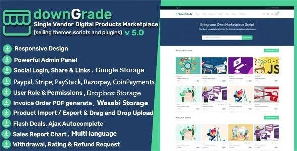 DownGrade v5.8 – Single Vendor Digital Products Marketplace Download