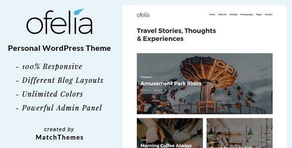 Ofelia Travel Personal WordPress Blog Theme Download