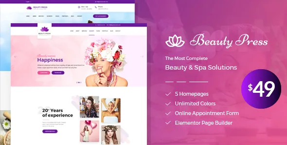 BeautyPress – v3.0  Beauty Salon Spa WordPress Theme Download