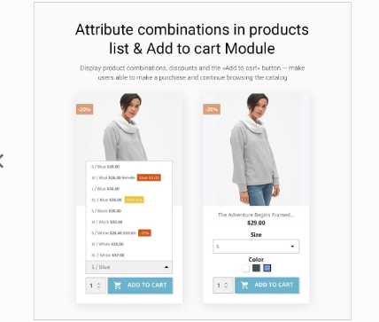 Show Attribute combinations in products list