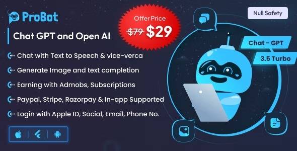 ProBot – ChatGPT v2.0.1 Admob | Subscription InApp | Open AI Chat, Writing Assistant & Image Generator Download