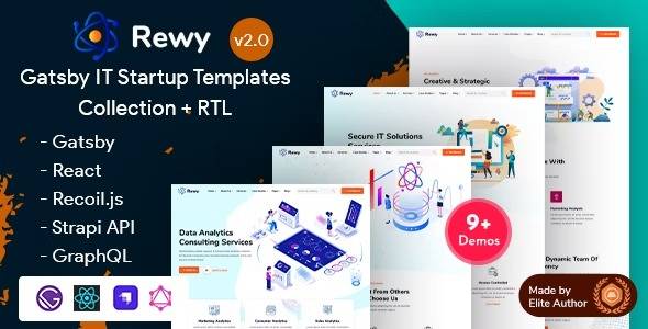 Rewy v.2.1 – Gatsby React IT Startup & Technology Template Download