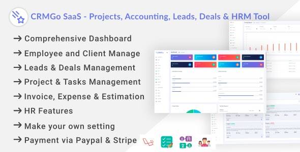 CRMGo SaaS v6.9 – Projects, Accounting, Leads, Deals & HRM Tool Download