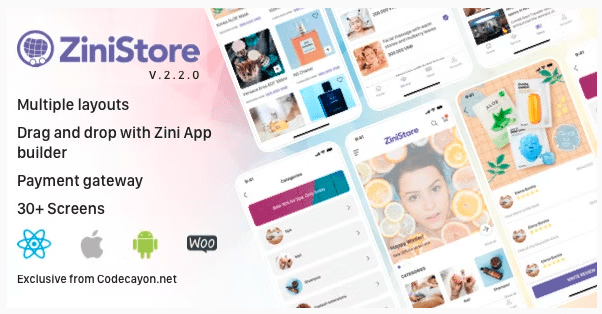 ZiniStore v2.2.0 – Full React Native Service App for Woocommerce