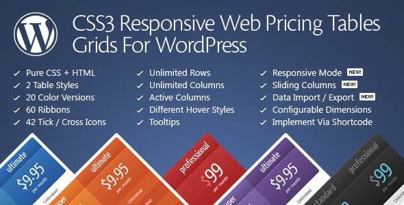 CSS3 Compare Pricing Tables v11.5 WordPress Plugin Download