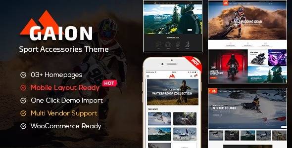 Gaion v1.1.21 Sport Accessories Shop WordPress WooCommerce Theme Download (Mobile Layout Ready)