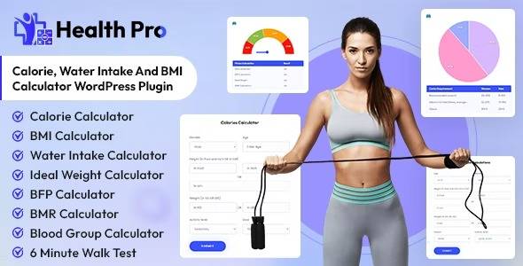 Health Pro v1.0.4 Calorie, Water Intake and BMI Calculator WordPress Plugin Download