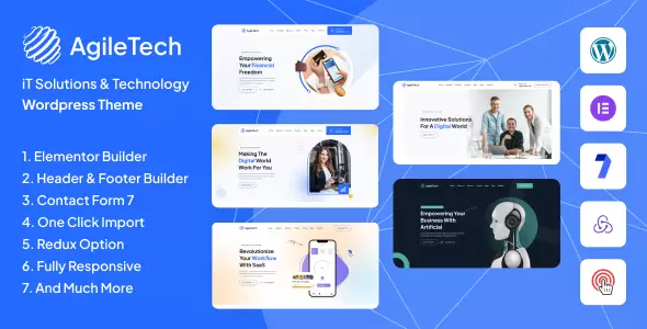 Agiletech v1.0.6 – IT Solutions Service Technology Saas Software Startup WordPress Theme Download