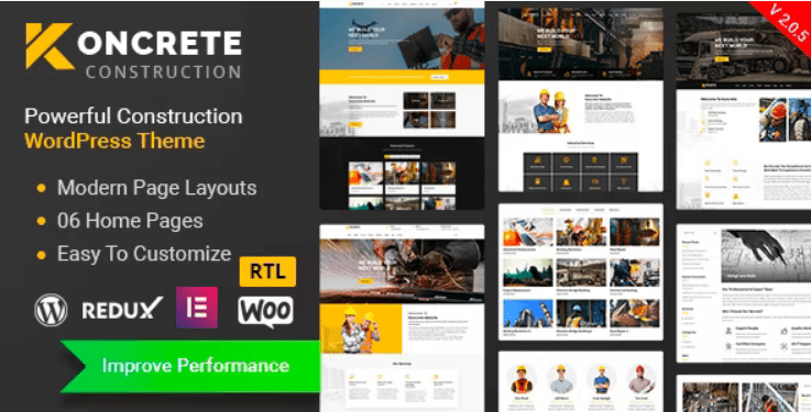 Koncrete v2.0.9 – Construction Building WordPress Theme Download