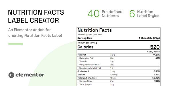 Nutrition Facts Label Creator (Elementor addon) v1.0.0 WordPress Plugin Download