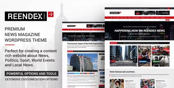 Reendex v1.0.5 – Broadcast News Magazine WordPress Theme Download