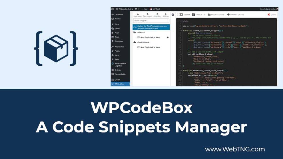 WPCodeBox v1.0.3 – Code Snippets Manager WordPress Plugin Download