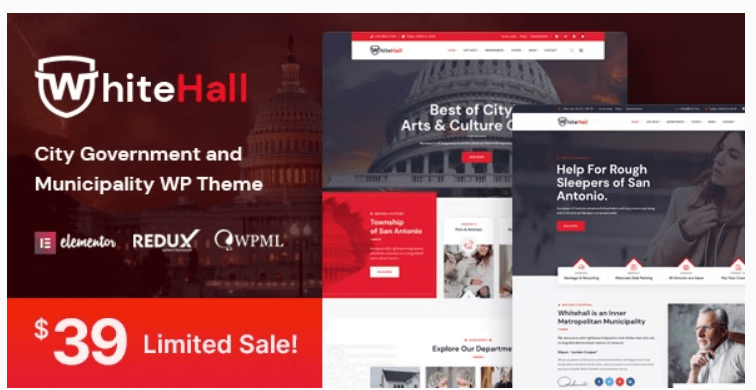 White Hall v1.4 – Municipal and Government WordPress Theme Download