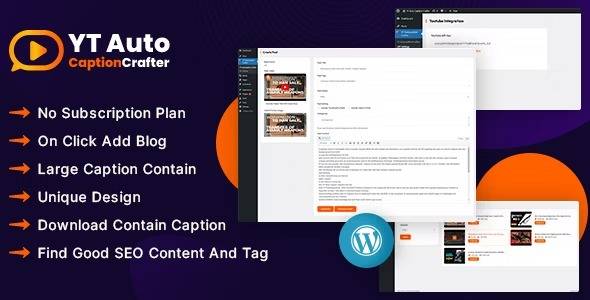 YT Auto Caption Crafter v1.0.0 – Video Content Generator WordPress Plugin Download