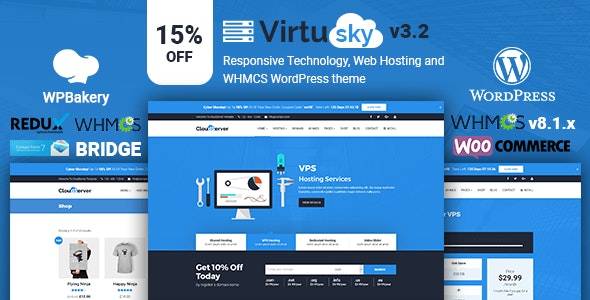 VirtuSky v3.4.1 – Responsive Web Hosting and WHMCS WordPress Theme