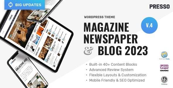 PRESSO v4.0.0 – Modern Magazine / Newspaper / Viral Theme Download