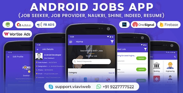 Android Jobs App v2.1 – Job Seeker, Job Provider, Naukri, Shine, Indeed, Resume – nulled