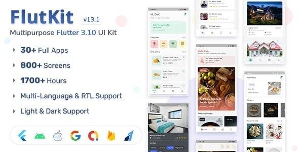 FlutKit v15.0 – Flutter UI Kit