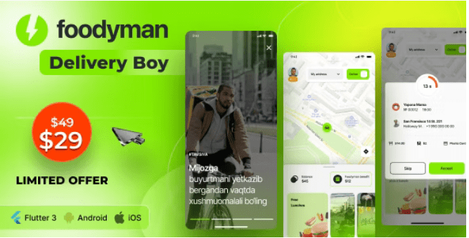 Foodyman v2023-4 – Delivery App (iOS & Android)