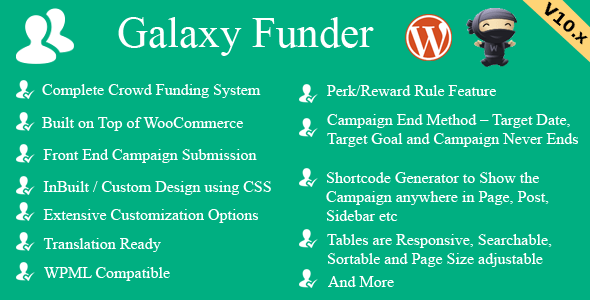 Galaxy Funder v12.0 – WooCommerce Crowdfunding System