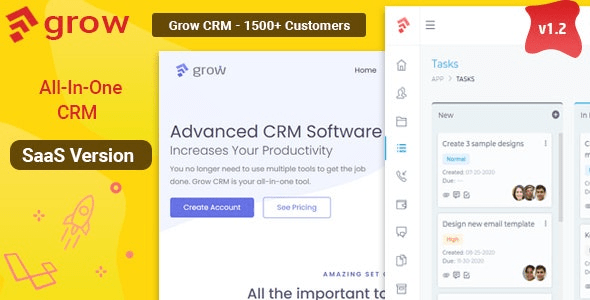 Grow CRM SaaS v2.3 – Laravel Project Management – Multitenancy