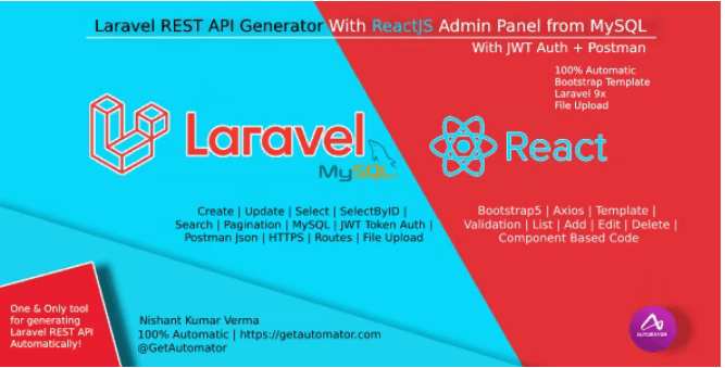 Laravel REST API Generator From MySQL With JWT Auth + Postman v3.0