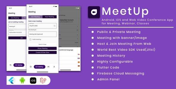 MeetUp v2.4.0 – Android, iOS and Web Video Conference App for Meeting, Webinar, Classes